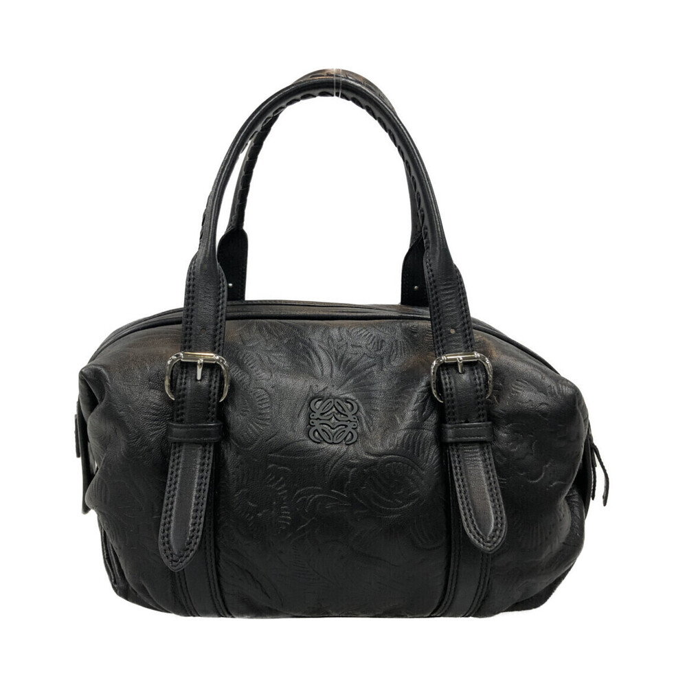 Loewe handbag flower embossed Anagram logo Black
